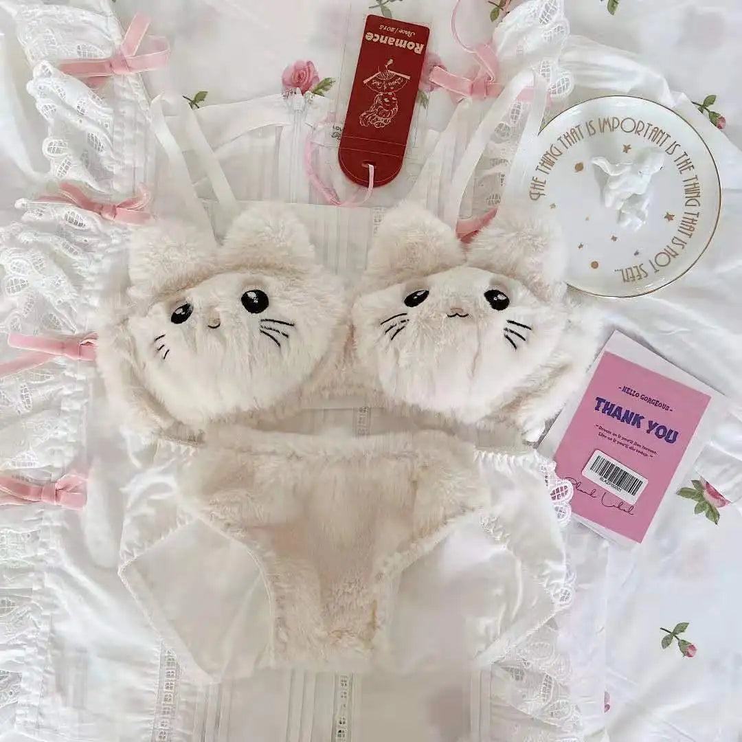 Kawaii Cat Plush Lingerie Set