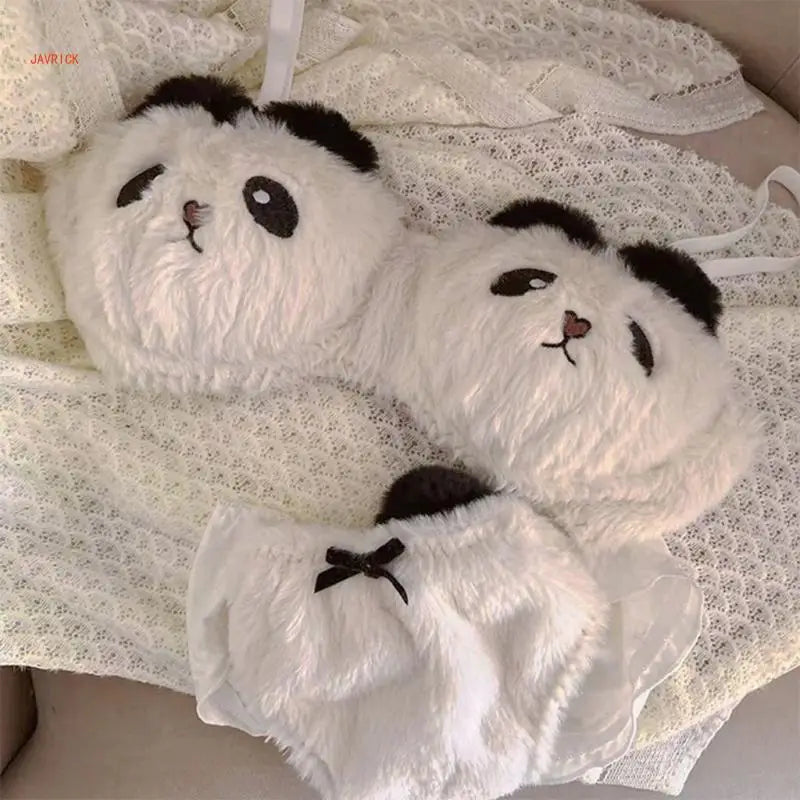 Cute Panda Plush Lingerie Set