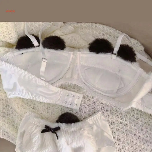 Cute Panda Plush Lingerie Set