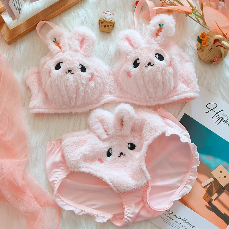 Sweet Japanese Plush Bra Set