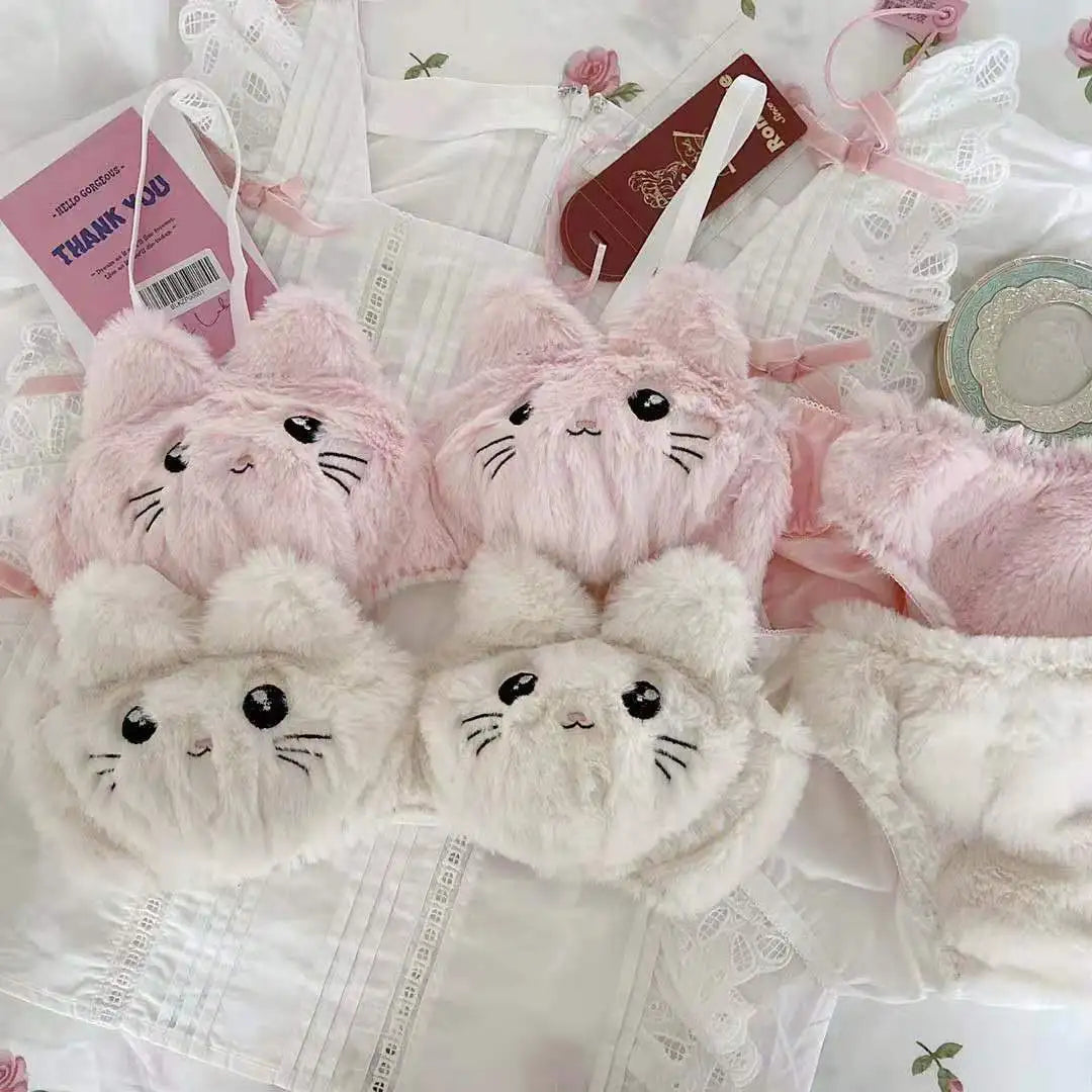Kawaii Cat Plush Lingerie Set