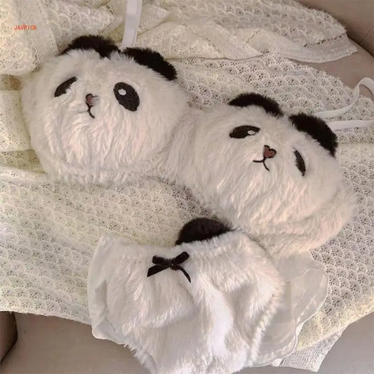 Cute Panda Plush Lingerie Set