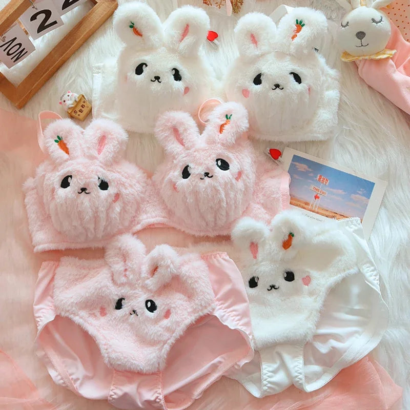 Sweet Japanese Plush Bra Set